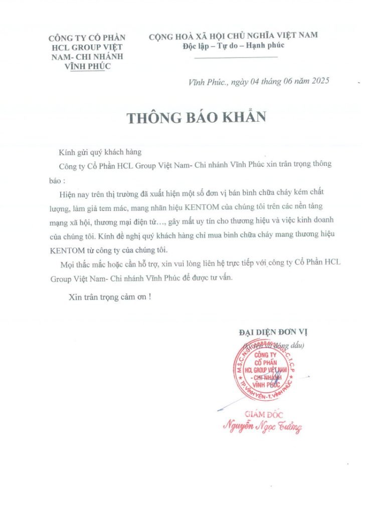 Thông báo khẩn! Về việc thị trường xuất hiện hàng nhái, hàng giả thương hiệu Kentom